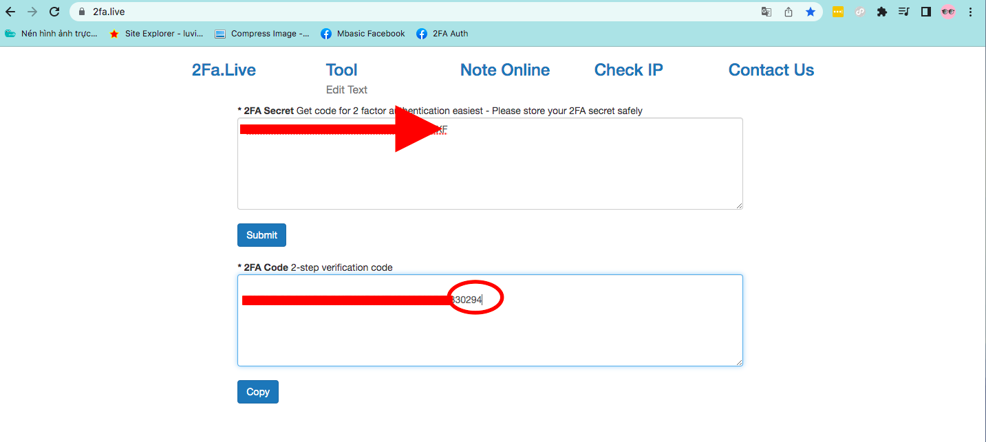Get mã đăng nhập tại https://2fa.live/ để lấy mật khẩu checkpoint